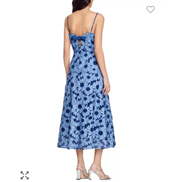 SANDRO Fiby Floral Midi Dress In Blue - Picture 2 of 11